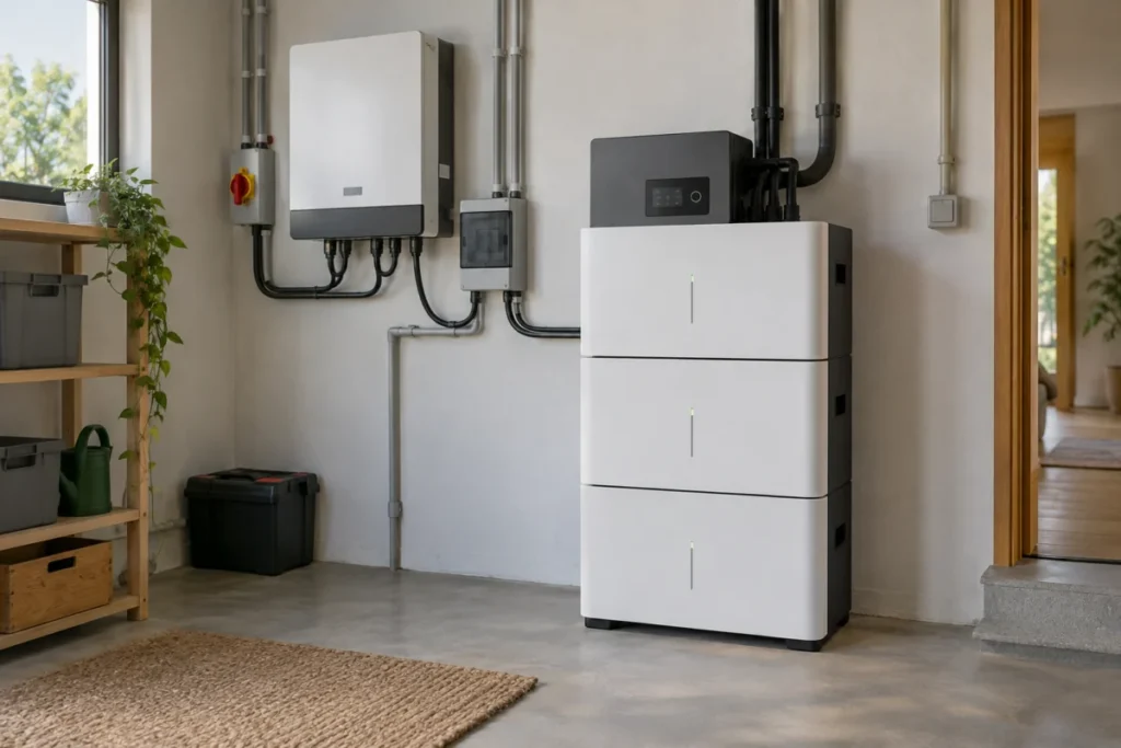 Modularer Stromspeicher in einem Hauswirtschaftsraum