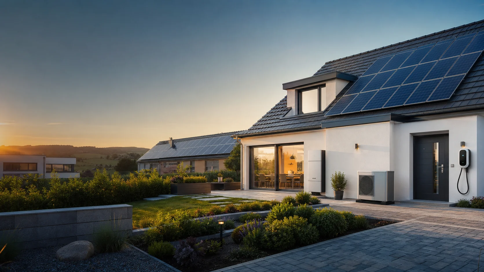 Wohnhaus mit Photovoltaik, Wärmepumpe und Ladeinfrastruktur